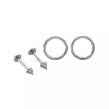 Multi-Pack Titanium Hinged Hoops and Labret Lip Rings 4 Pack - 16 Gauge at Spencer's