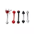 Multi-Pack Red CZ Devil Diamond Heart Curved Barbells 5 Pack - 16 Gauge at Spencer's