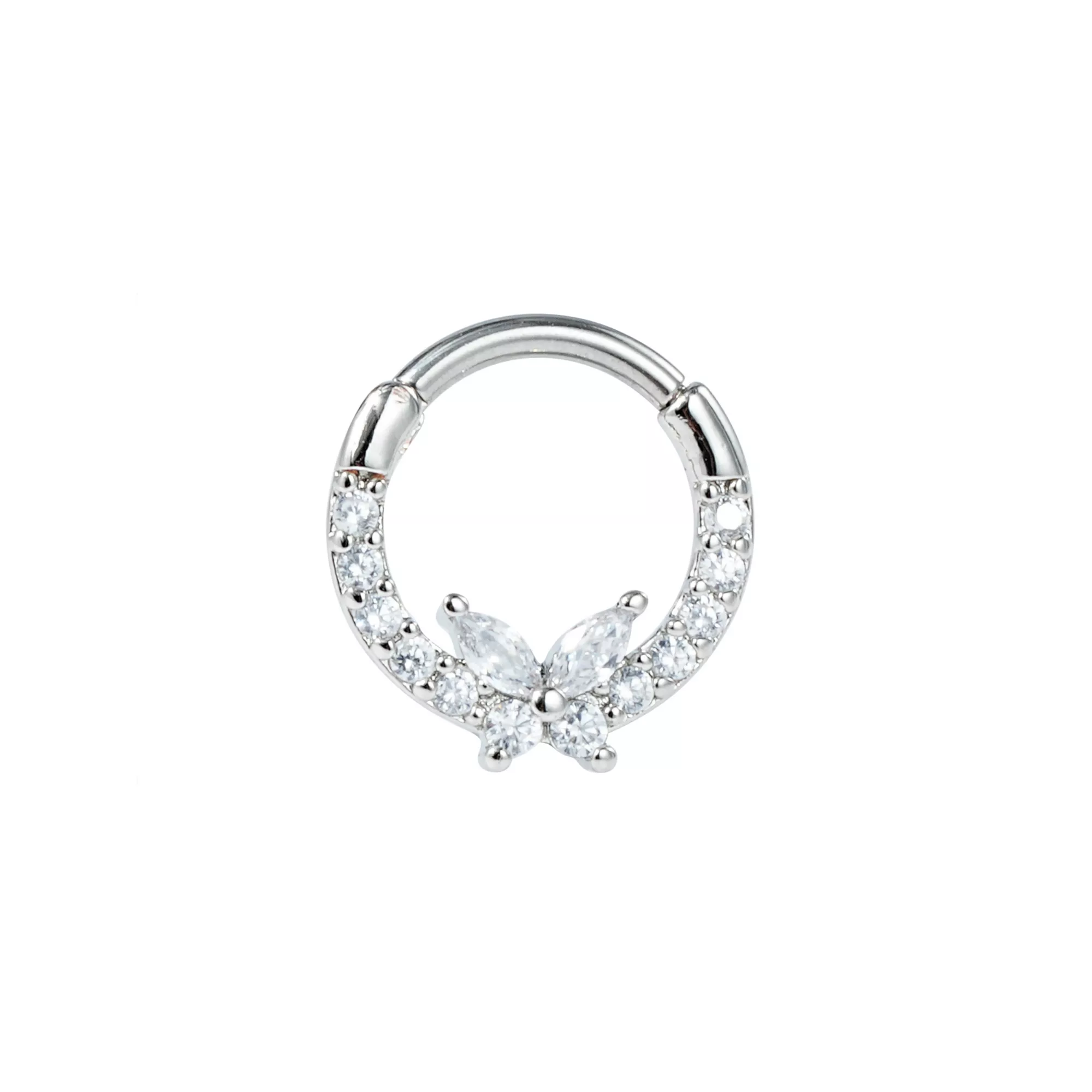 CZ Clear Butterfly Hinge Septum Ring - 16 Gauge at Spencer's