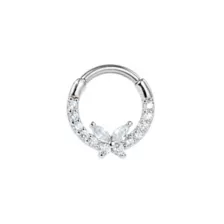 CZ Clear Butterfly Hinge Septum Ring - 16 Gauge at Spencer's