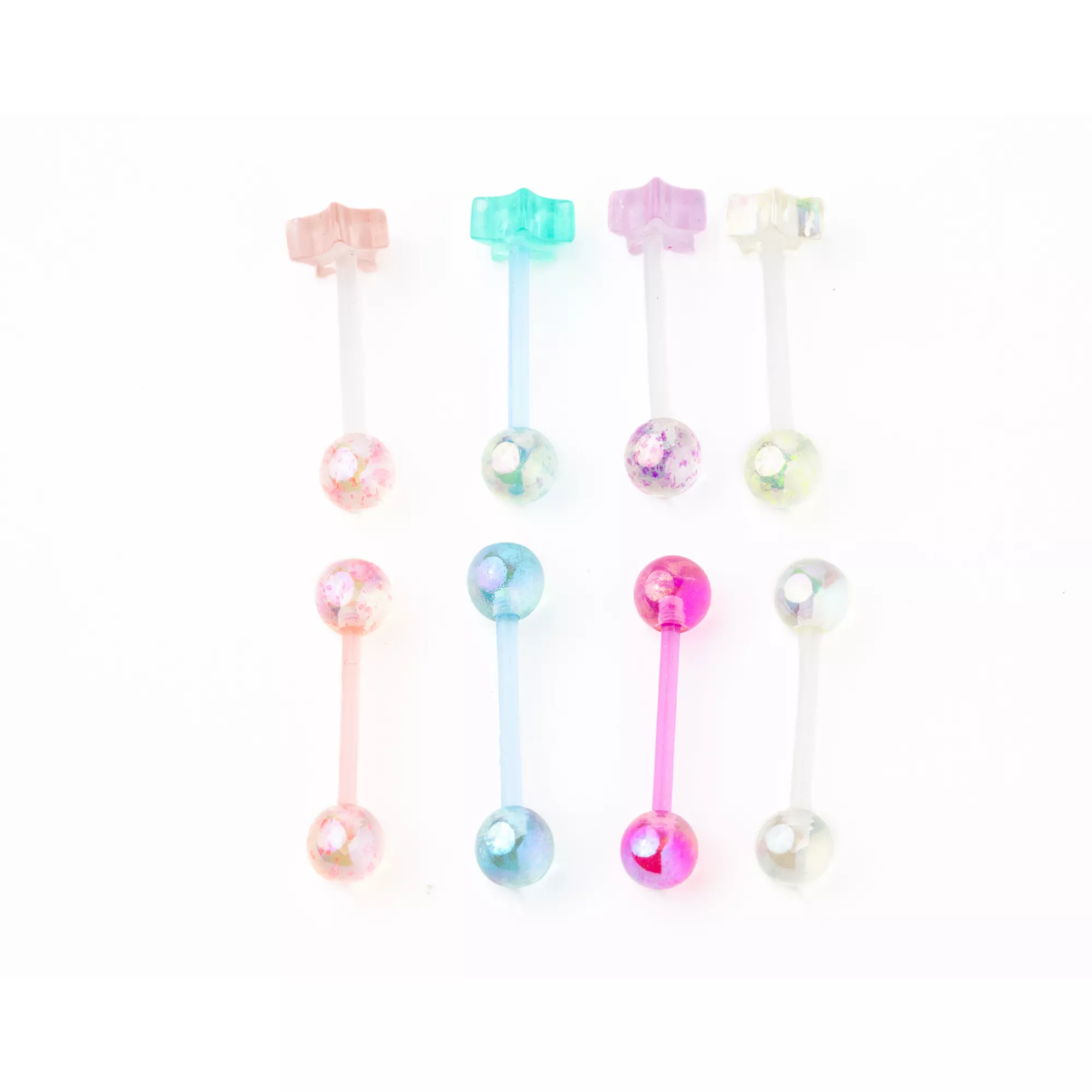 Multi-Pack Pastel Star Straight Barbells 8 Pack - 14 Gauge at Spencer's