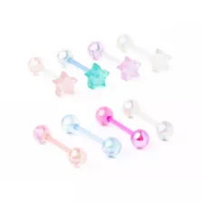 Multi-Pack Pastel Star Straight Barbells 8 Pack - 14 Gauge at Spencer's