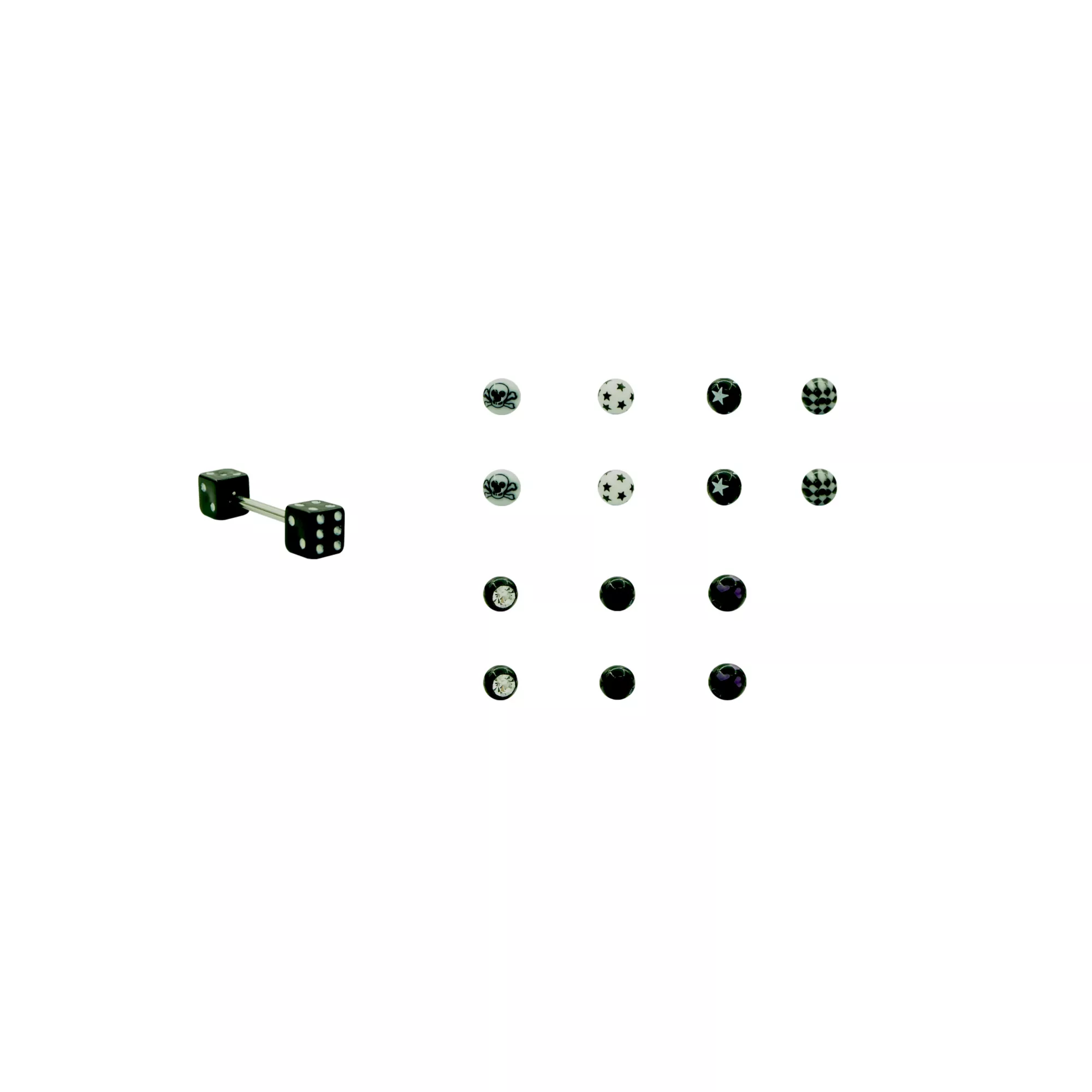 Dice Barbell with 14 Extra Ends - 14 Gauge at Spencer's