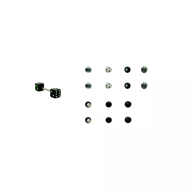 Dice Barbell with 14 Extra Ends - 14 Gauge at Spencer's