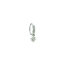 CZ Starburst Dangle Hoop Nose Ring - 20 Gauge at Spencer's