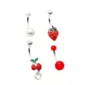 Multi-Pack CZ Dangle Fruit Belly Ring 4 Pack - 14 Gauge at Spencer's
