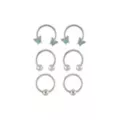 Multi-Pack Glitter Effect Butterfly Horseshoe and Captive Rings 6 Pack - 16 Gauge at Spencer's