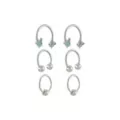 Multi-Pack Glitter Effect Butterfly Horseshoe and Captive Rings 6 Pack - 16 Gauge at Spencer's