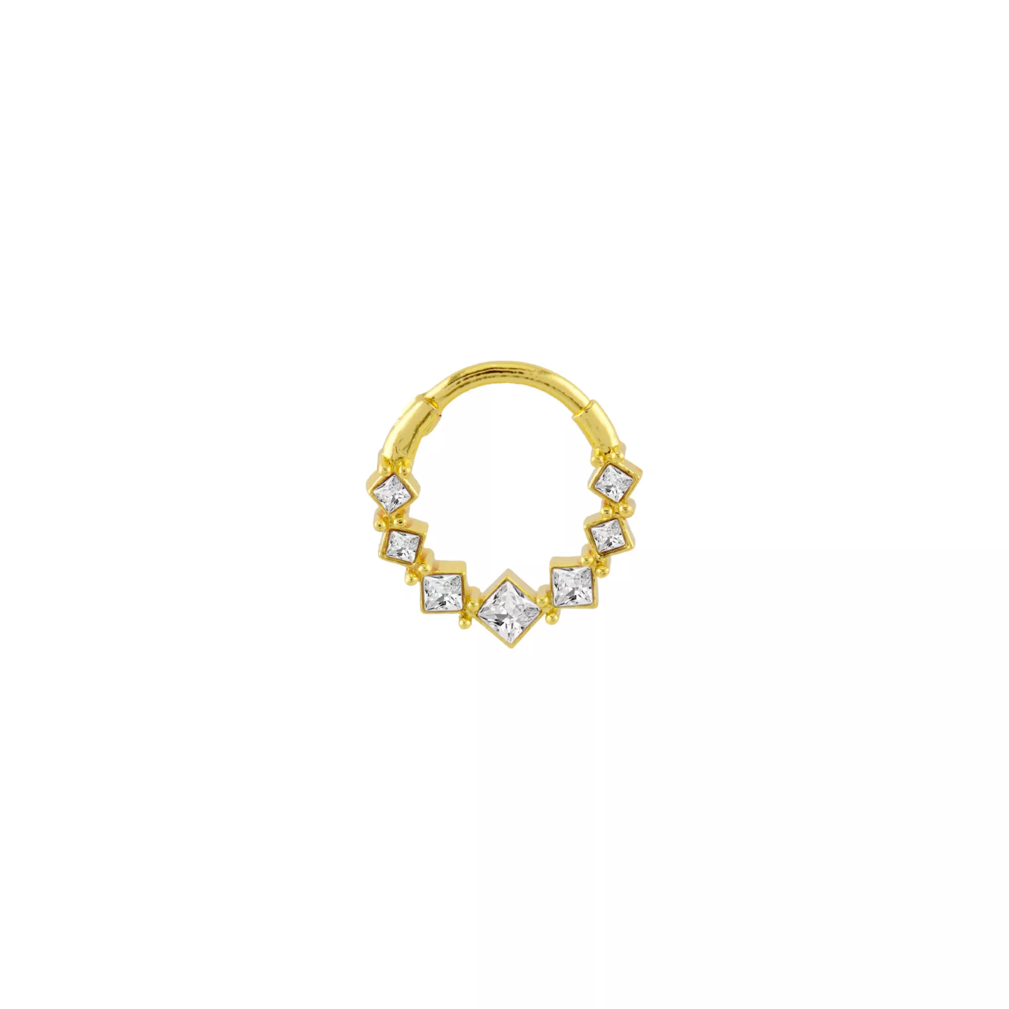 Gold-Plated CZ Diamond Hinged Septum Ring - 16 Gauge at Spencer's
