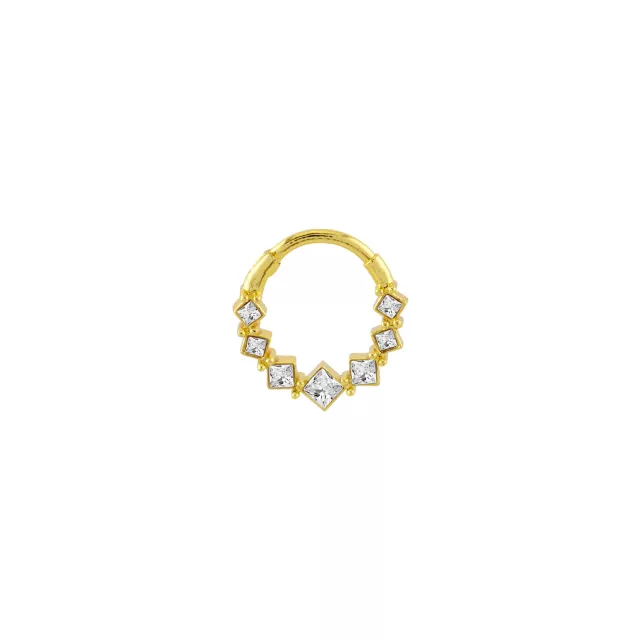 Gold-Plated CZ Diamond Hinged Septum Ring - 16 Gauge at Spencer's