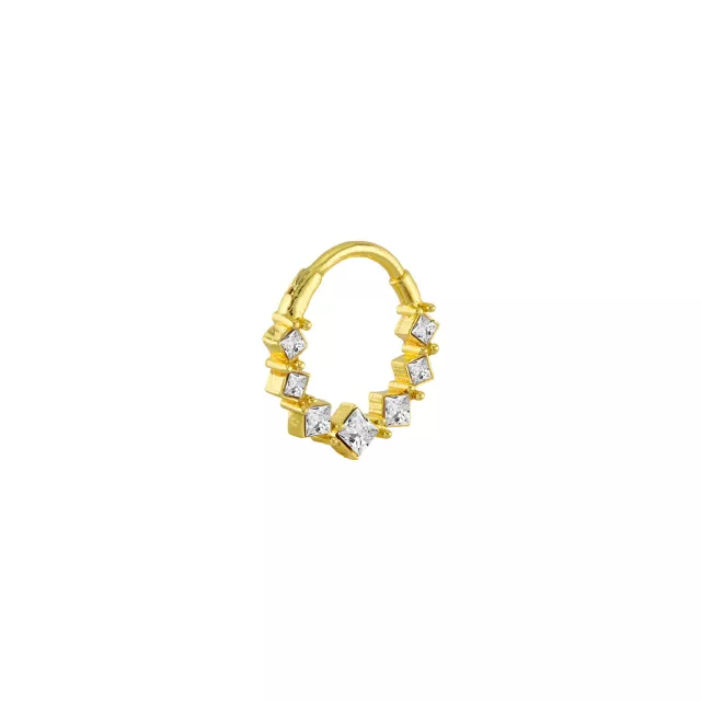 Gold-Plated CZ Diamond Hinged Septum Ring - 16 Gauge at Spencer's