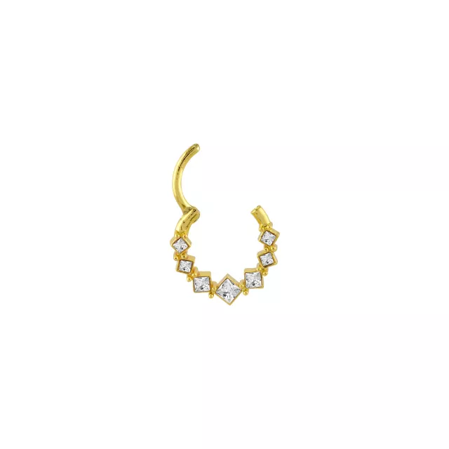 Gold-Plated CZ Diamond Hinged Septum Ring - 16 Gauge at Spencer's