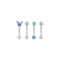 Multi-Pack CZ Blue Butterfly Titanium Curved Barbells 4 Pack - 16 Gauge at Spencer's