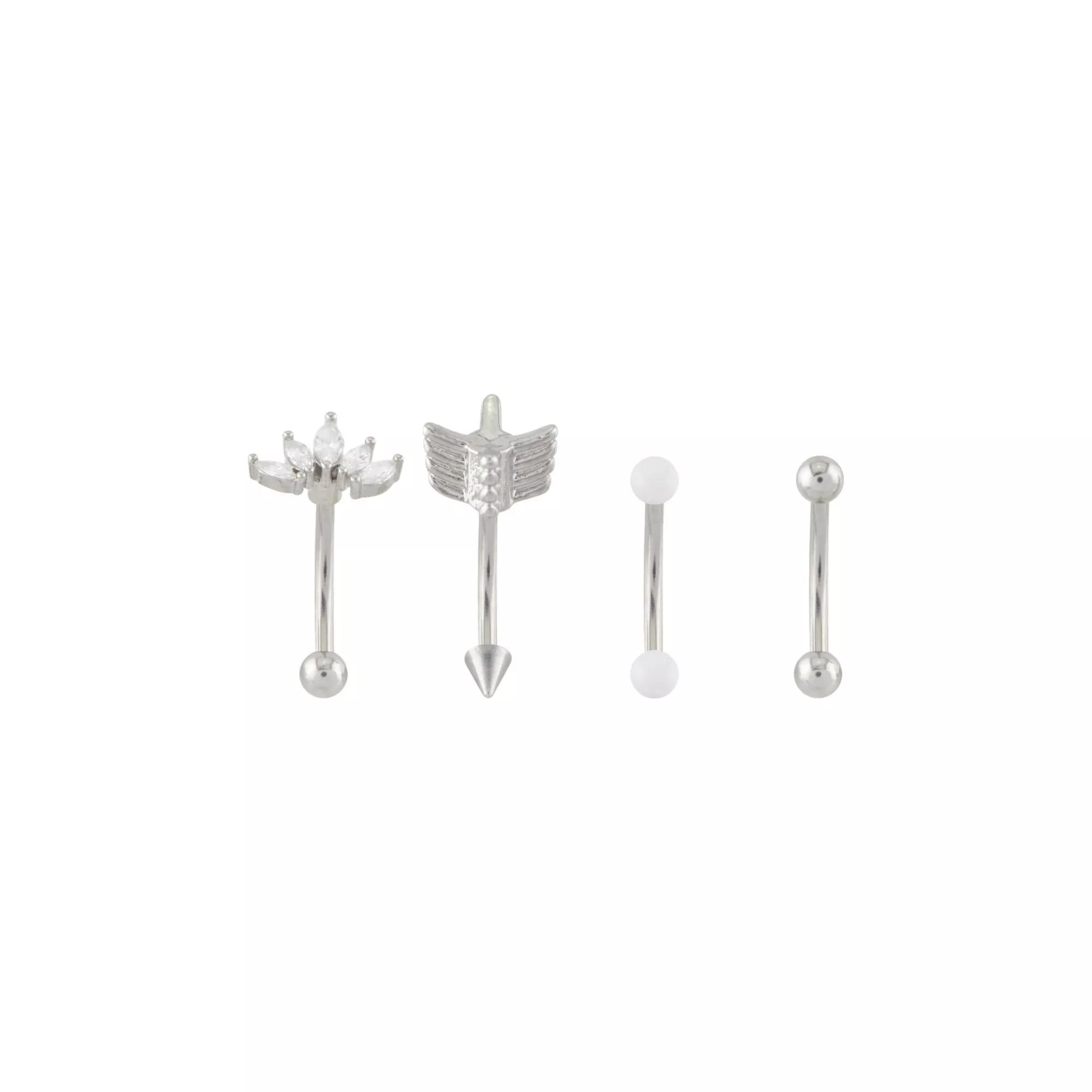 Multi-Pack CZ Arrow Marquis Titanium Curved Barbells 4 Pack - 16 Gauge at Spencer's