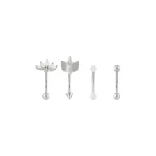 Multi-Pack CZ Arrow Marquis Titanium Curved Barbells 4 Pack - 16 Gauge at Spencer's