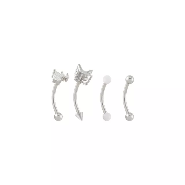 Multi-Pack CZ Arrow Marquis Titanium Curved Barbells 4 Pack - 16 Gauge at Spencer's