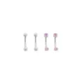 Multi-Pack Pink and Silvertone Prong Threadless Curved Barbells 4 Pack - 16 Gauge at Spencer's