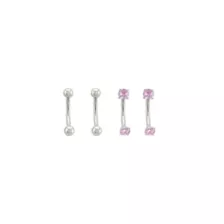 Multi-Pack Pink and Silvertone Prong Threadless Curved Barbells 4 Pack - 16 Gauge at Spencer's