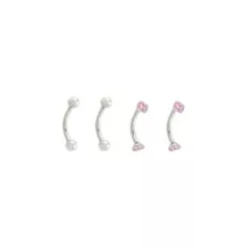 Multi-Pack Pink and Silvertone Prong Threadless Curved Barbells 4 Pack - 16 Gauge at Spencer's