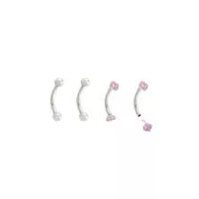 Multi-Pack Pink and Silvertone Prong Threadless Curved Barbells 4 Pack - 16 Gauge at Spencer's