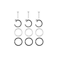 Multi-Pack Round CZ Black and Silvertone Nose Rings 12 Pack - 20 Gauge at Spencer's