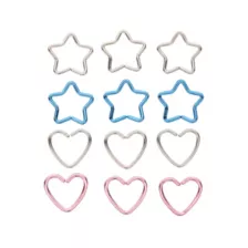 Multi-Pack Colored Heart and Star Seamless Hoop Nose Rings 12 Pack - 20 Gauge at Spencer's