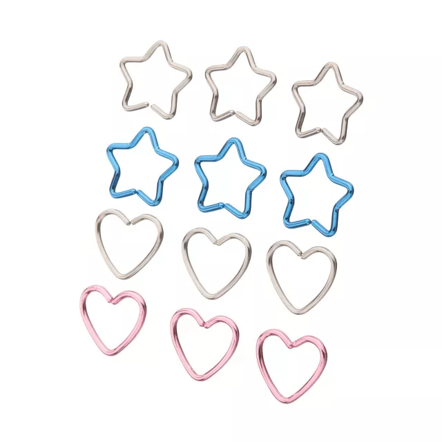 Multi-Pack Colored Heart and Star Seamless Hoop Nose Rings 12 Pack - 20 Gauge at Spencer's