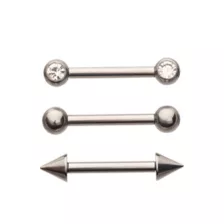 Multi-Pack Round CZ Silver-Plated Nose Bridge Barbells 3 Pack - 14 Gauge at Spencer's