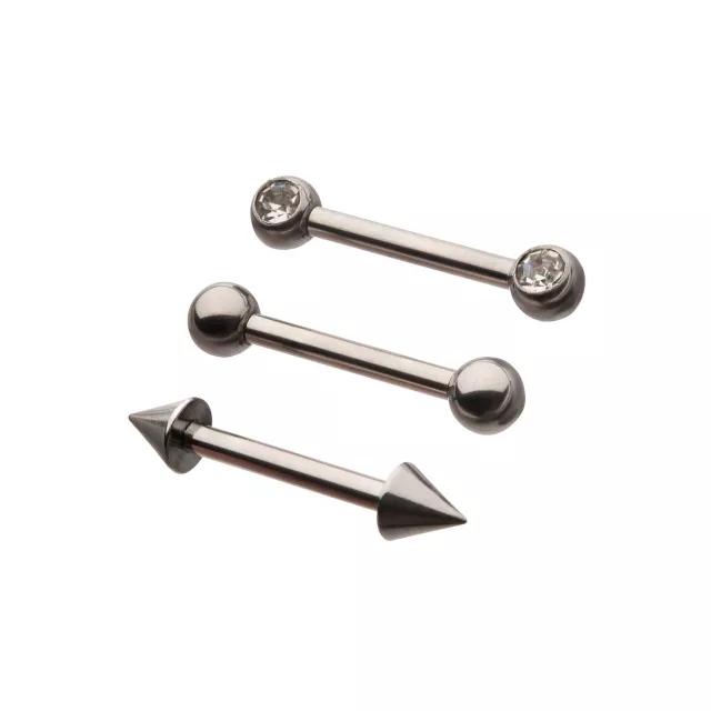 Multi-Pack Round CZ Silver-Plated Nose Bridge Barbells 3 Pack - 14 Gauge at Spencer's