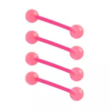 Multi-Pack Glow in the Dark Pink Bioflex Nipple Barbells 4 Pack - 14 Gauge at Spencer's