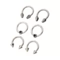 Multi-Pack CZ Silver and Black Horseshoe Rings and Captive Rings 6 Pack - 16 Gauge at Spencer's