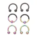 Multi-Pack Black and Rainbow Horseshoe Rings and Captive Rings 6 Pack - 14 Gauge at Spencer's