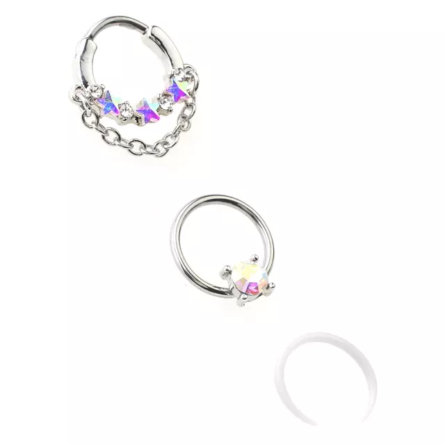 Multi-Pack Aurora Borealis Effect Nose Rings 3 Pack - 16 Gauge at Spencer's