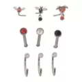 Multi-Pack Red and Black Bat Nose Pins and Hoops 9 Pack - 20 Gauge at Spencer's