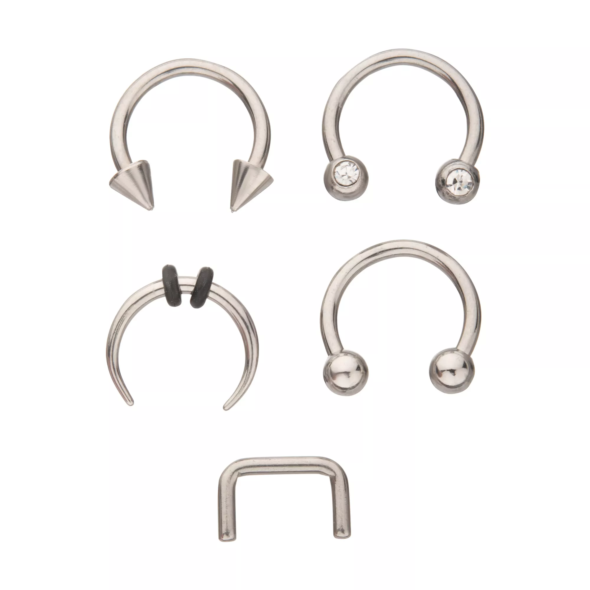 Multi-Pack Silver-Plated Septum Rings 5 Pack - 16 Gauge at Spencer's