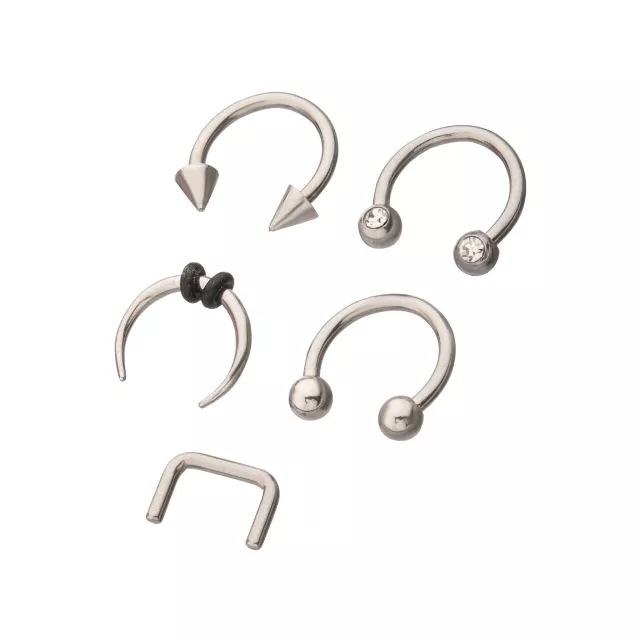 Multi-Pack Septum Nose Ring 5 Pack - 16 Gauge