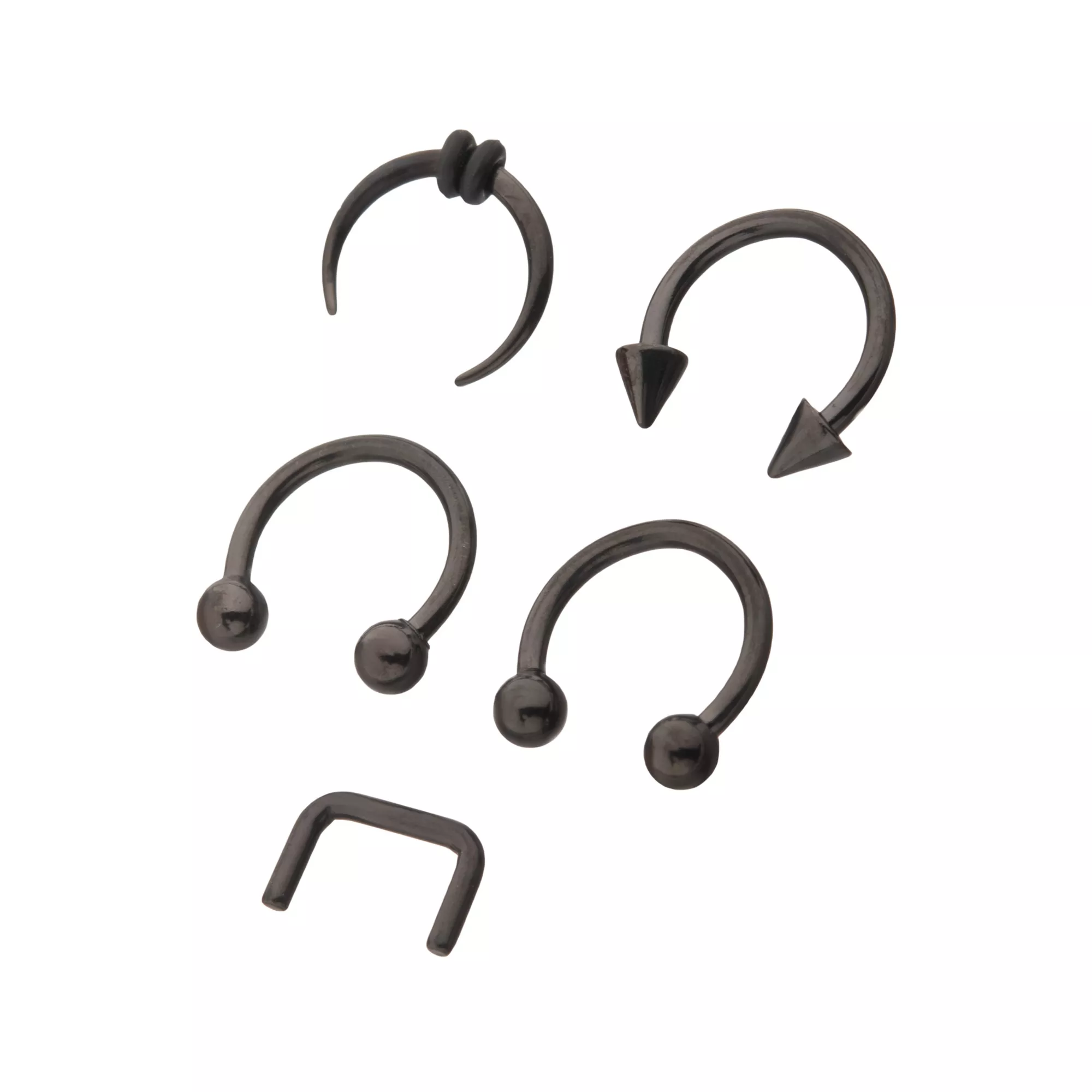 Multi-Pack Black Septum Nose Rings 5 Pack - 16 Gauge at Spencer's