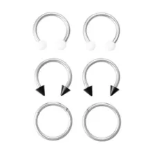 Multi-Pack Hoops and Horseshoe Rings 6 Pack - 12 Gauge at Spencer's