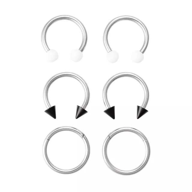 Multi-Pack Hoops and Horseshoe Rings 6 Pack - 12 Gauge at Spencer's