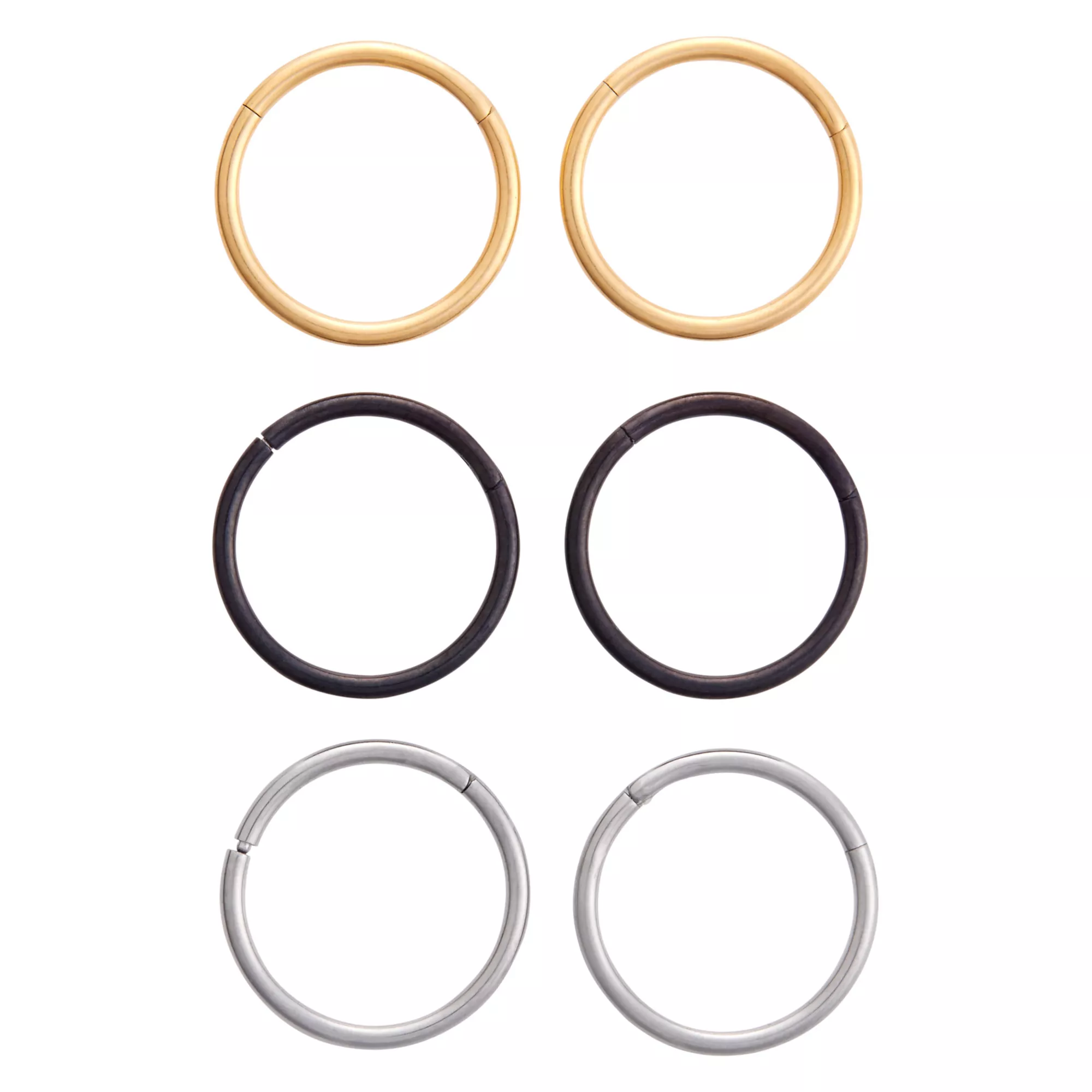 Multi-Pack Titanium Metal Trio Closure Rings 6 Pack - 20 Gauge at Spencer's