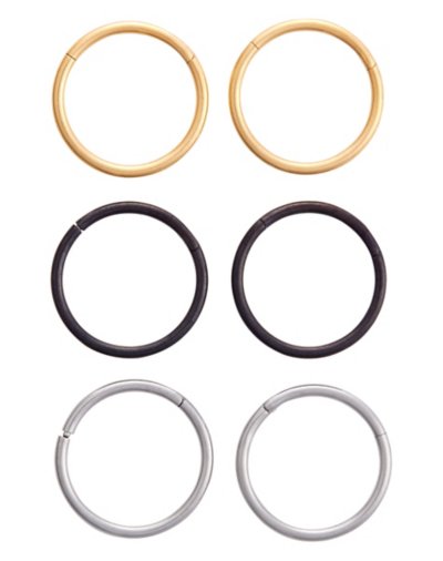 Multi-Pack Titanium Metal Trio Closure Rings 6 Pack - Gauge
