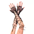 Black Mesh Fingerless Lace-Up Gloves at Spencer's