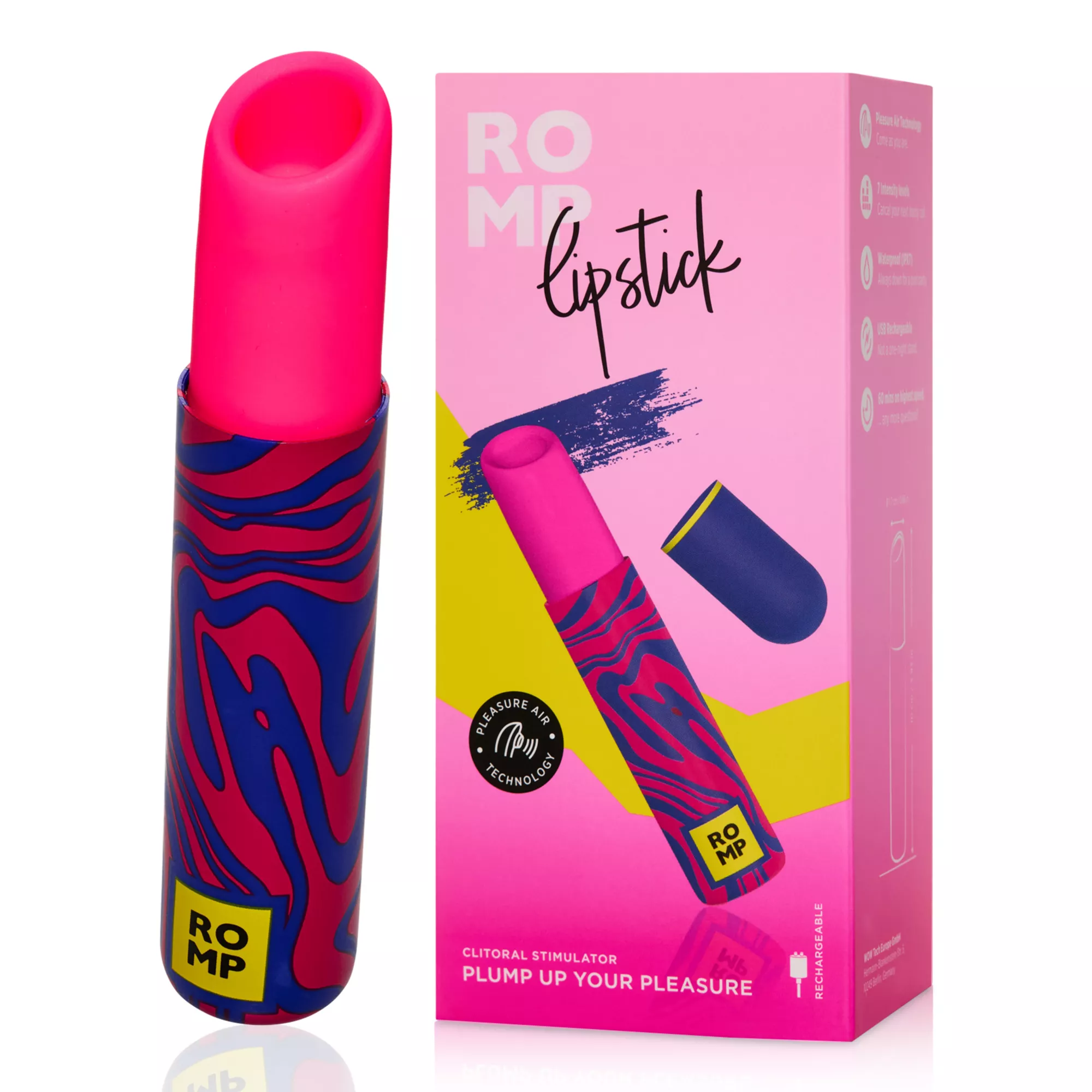 Lipstick 7-Function Rechargeable Suction Vibrator - Romp