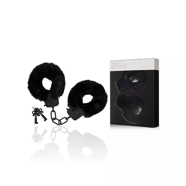 Black Furry Cuffs - Pleasure Bound at Spencer's