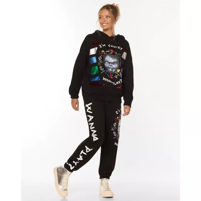 I'm Chucky Wanna Play Sequin Joggers at Spirit Halloween