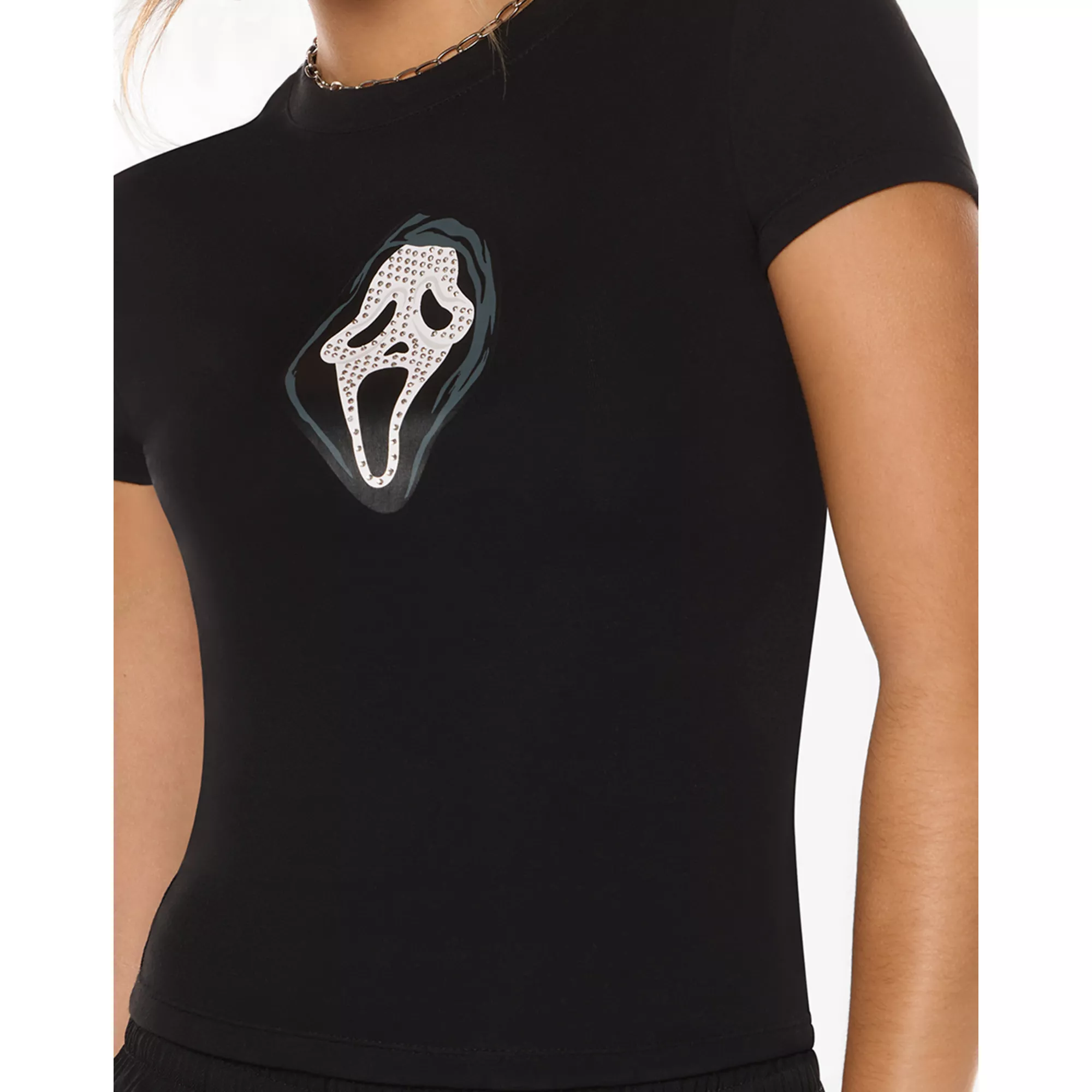 Ghost Face Rhinestone Baby T Shirt at Spencer's