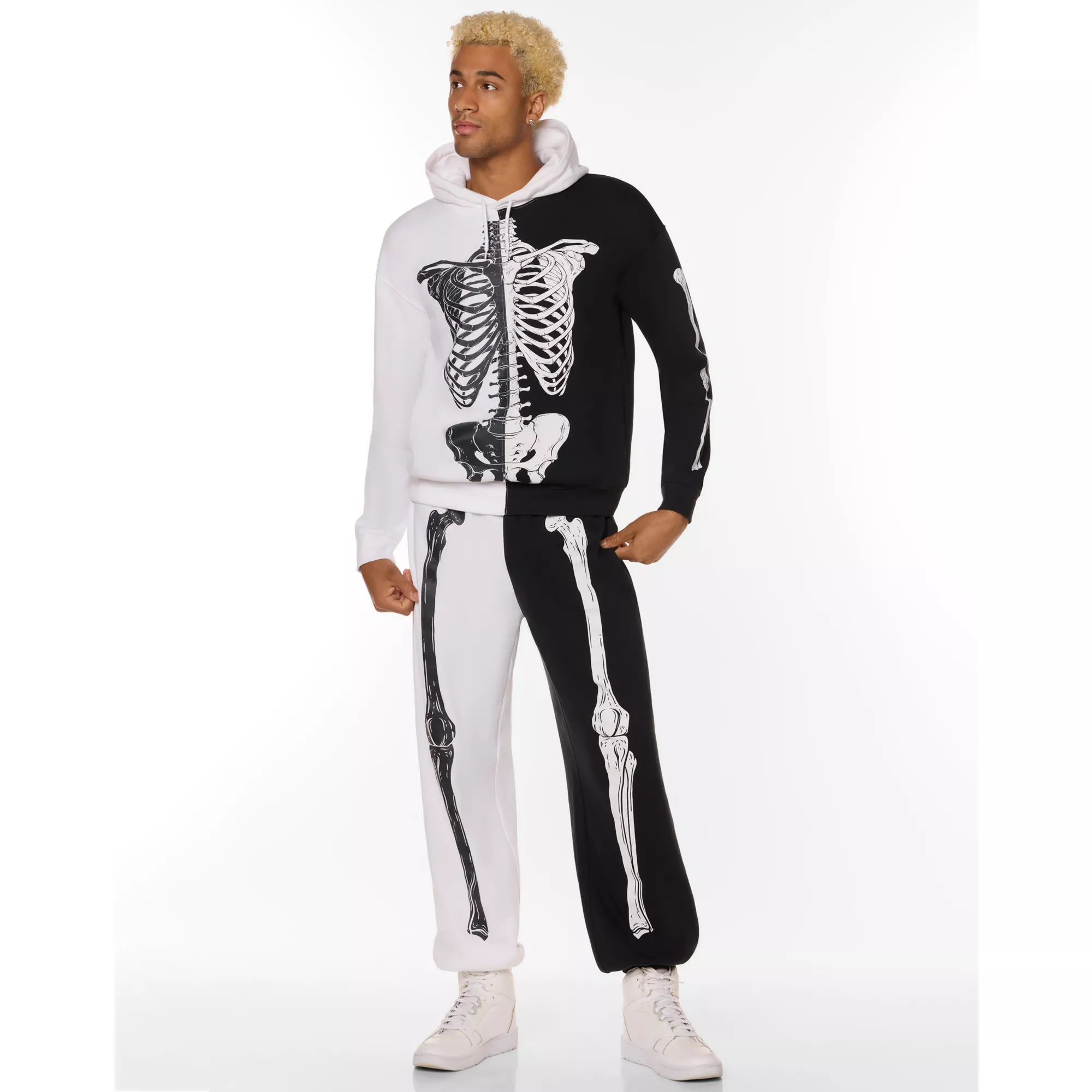 Black and White Skeleton Sweatpants at Spencer's