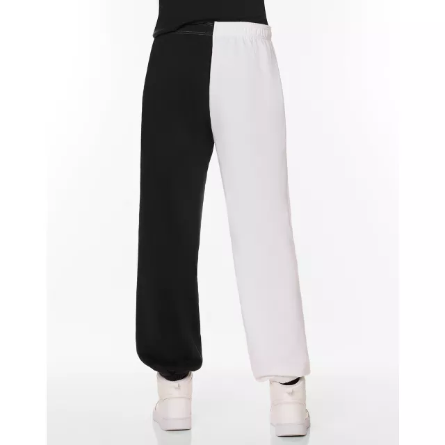 Half black half white stampe sweatpants