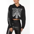 Rhinestone Skeleton Cropped Hoodie at Spencer's