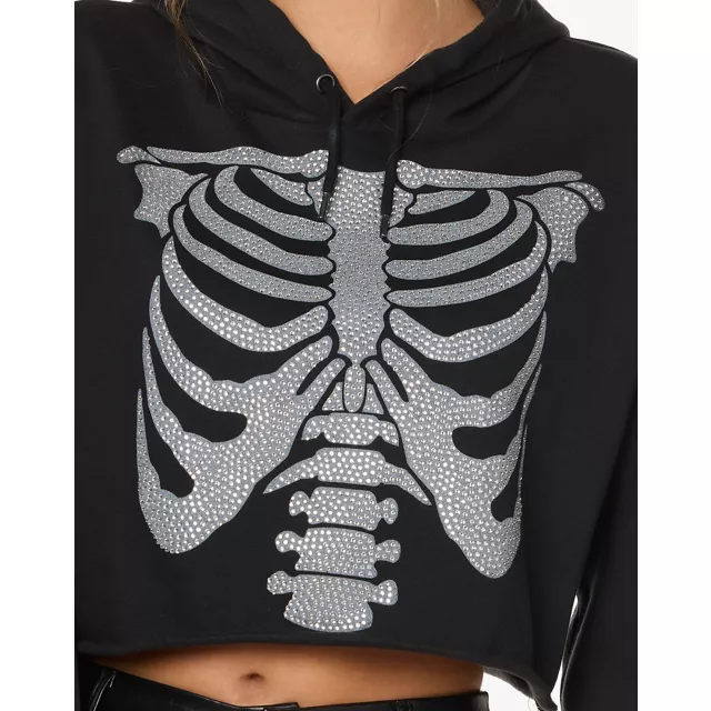 Skeleton cropped hoodie sale